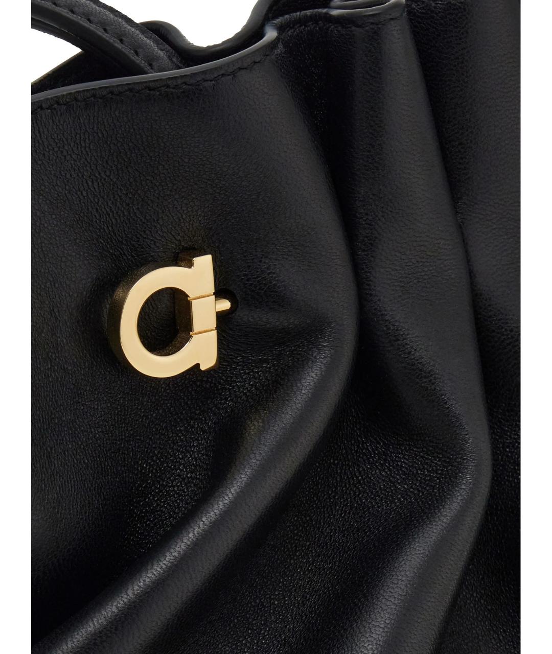 FERRAGAMO Черная кожаная сумка тоут, фото 4