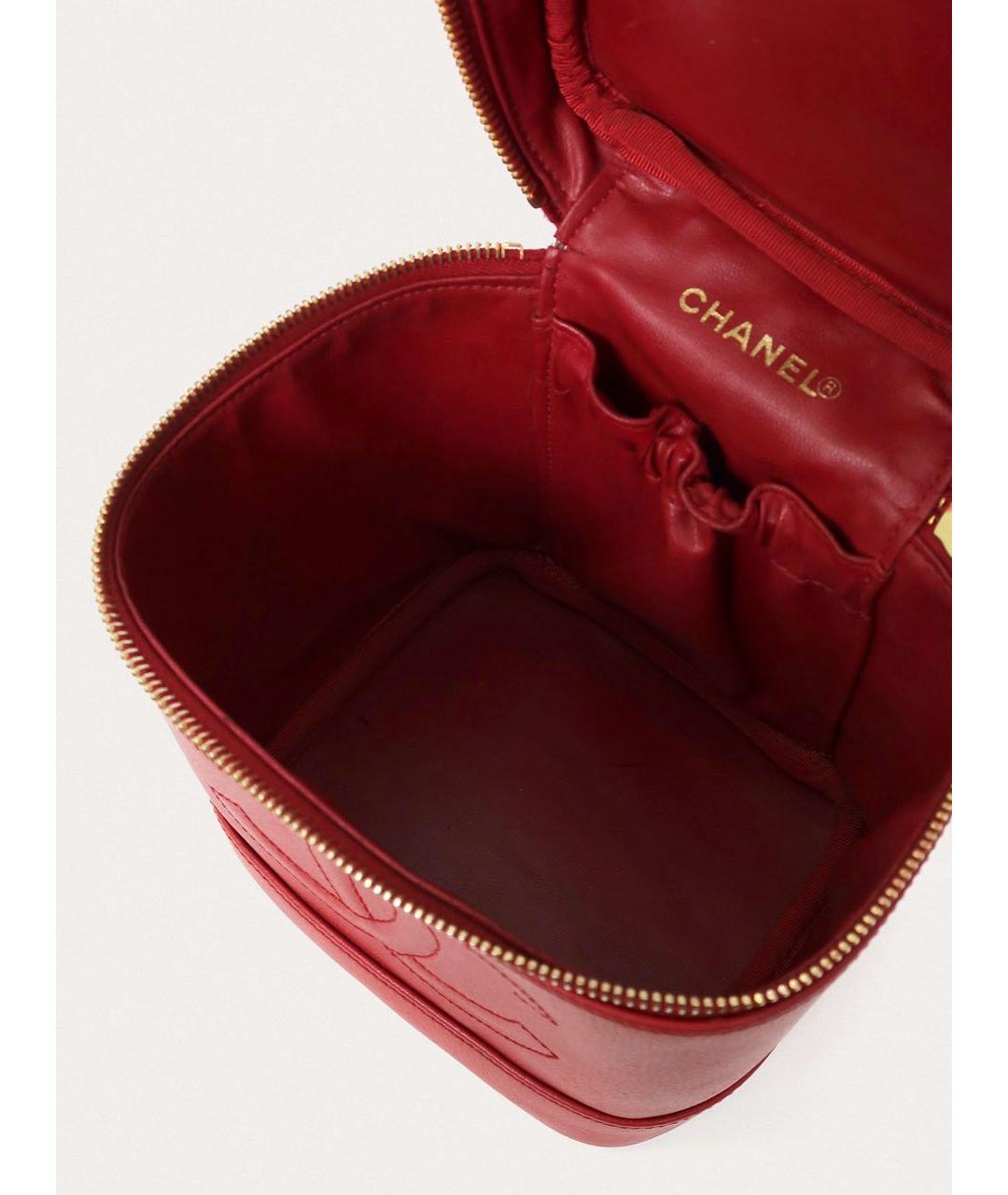 CHANEL Красная кожаная сумка с короткими ручками, фото 4