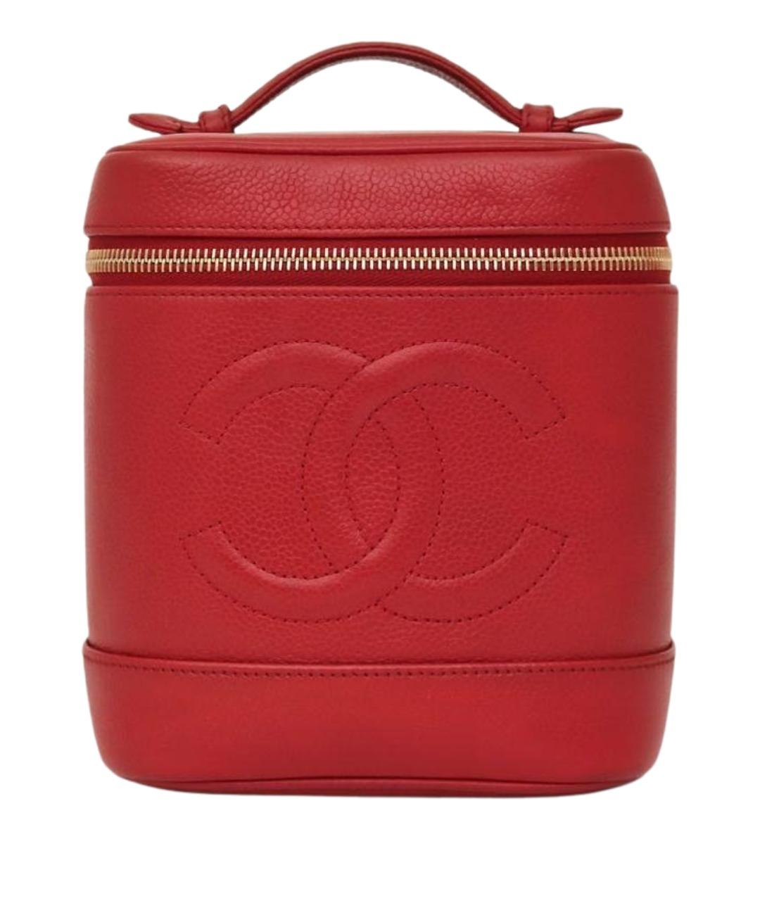 CHANEL Красная кожаная сумка с короткими ручками, фото 1