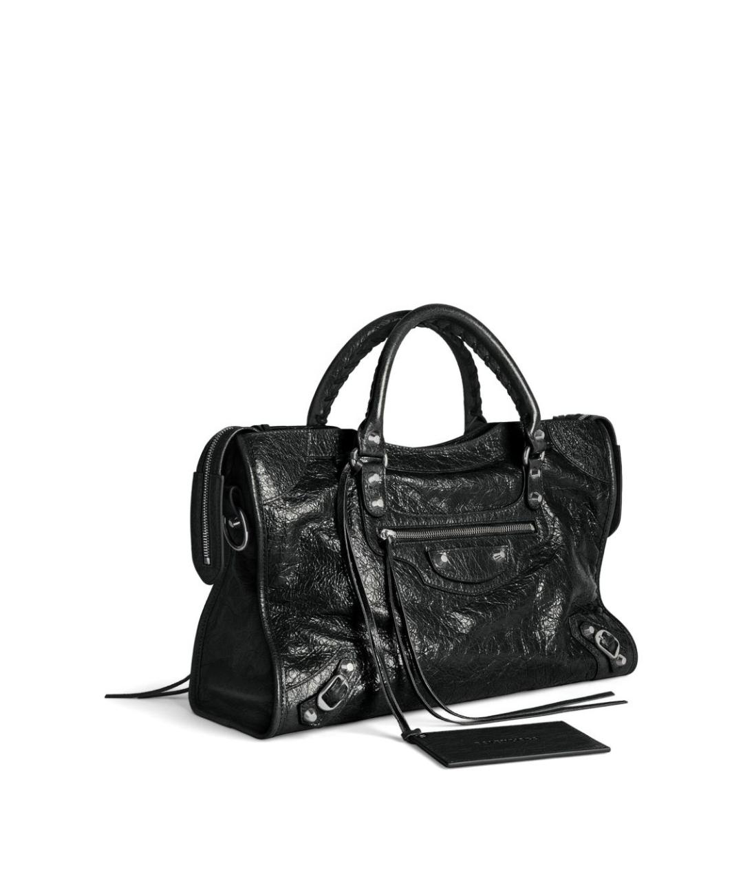 BALENCIAGA Черная кожаная сумка тоут, фото 3