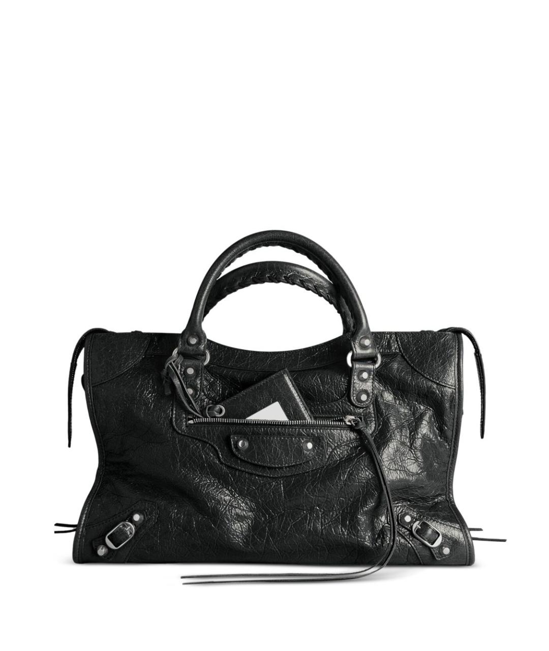 BALENCIAGA Черная кожаная сумка тоут, фото 1