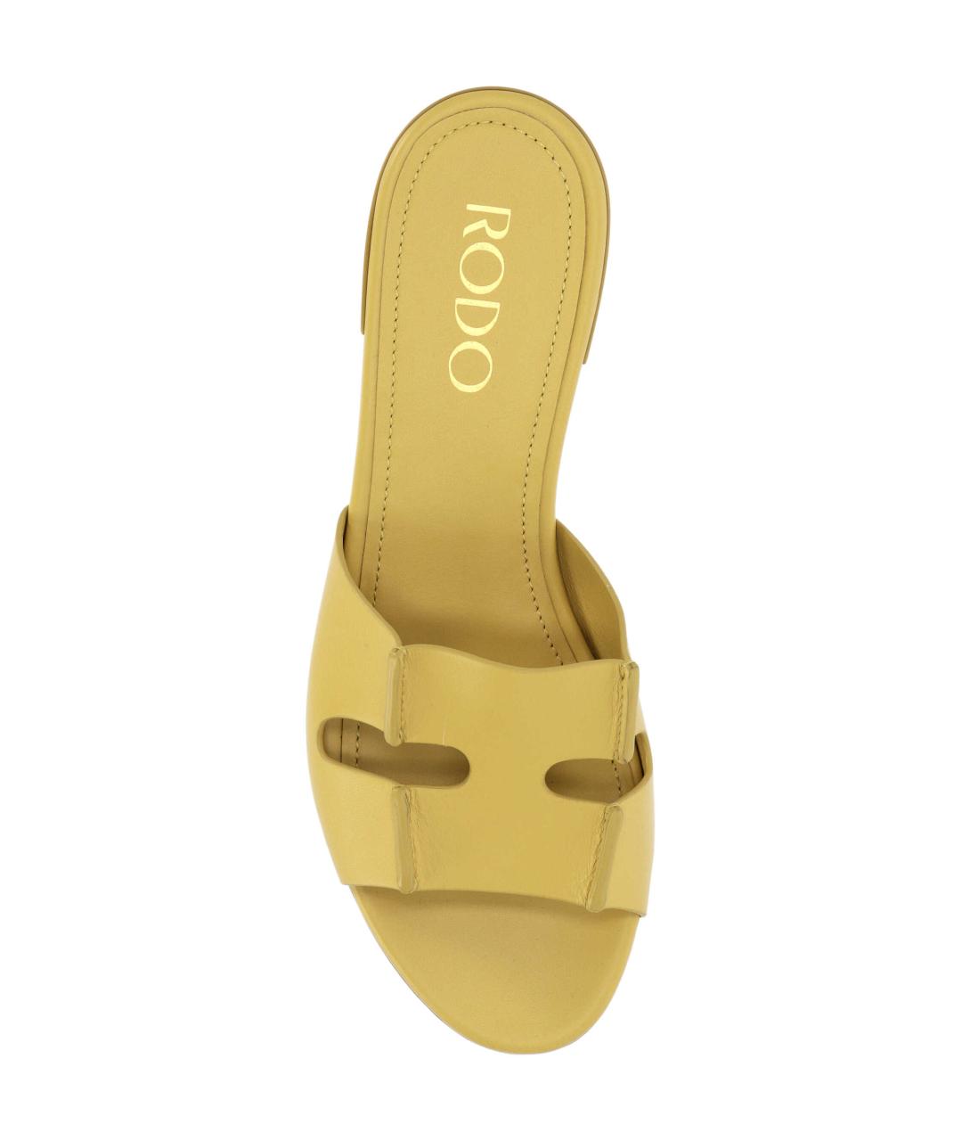 rodo Горчичные кожаные шлепанцы, фото 4