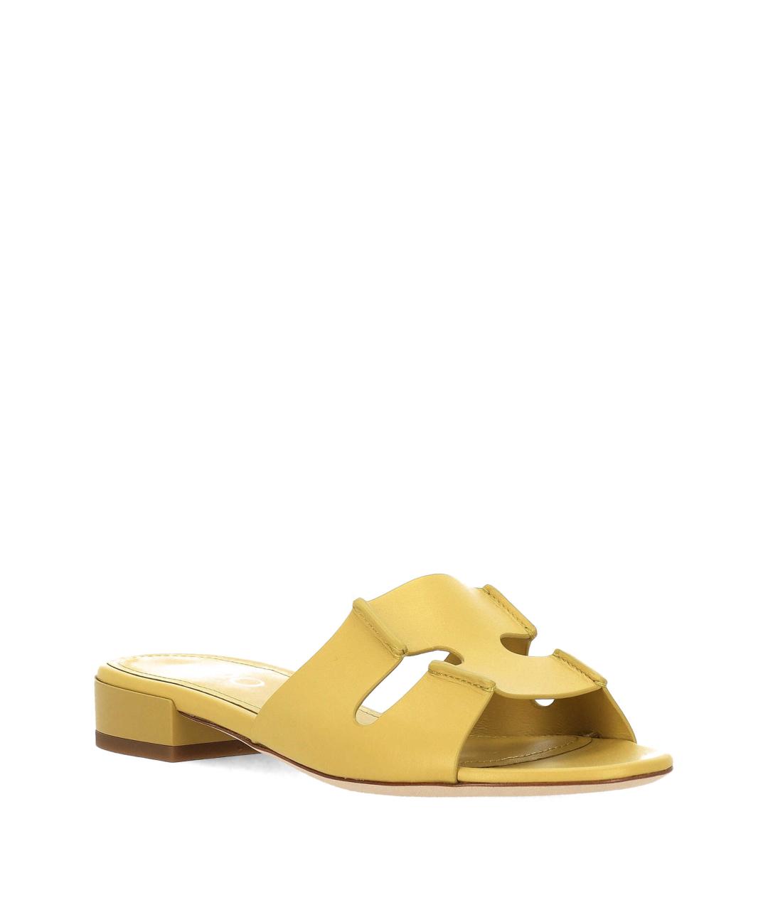 rodo Горчичные кожаные шлепанцы, фото 2