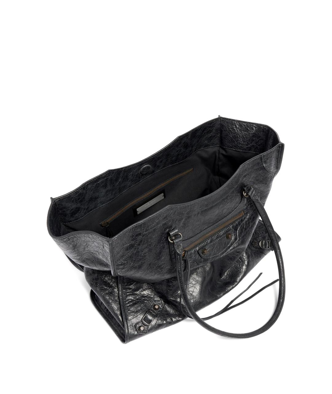 BALENCIAGA Черная кожаная сумка тоут, фото 4
