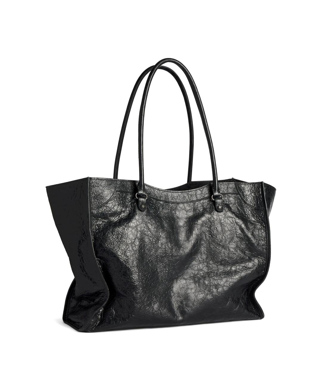 BALENCIAGA Черная кожаная сумка тоут, фото 3