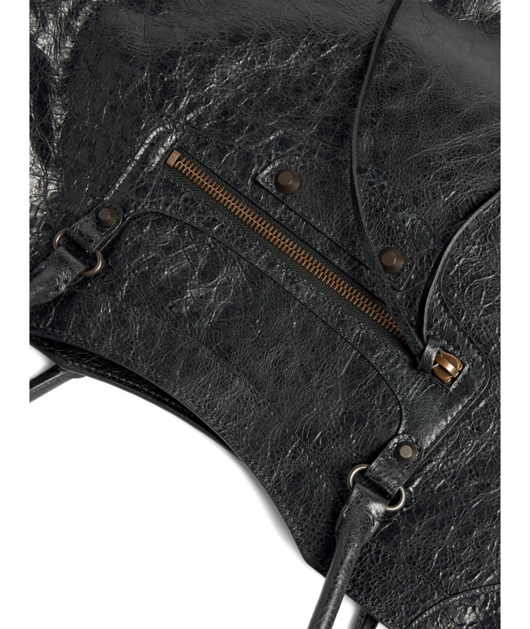 BALENCIAGA Черная кожаная сумка тоут, фото 5