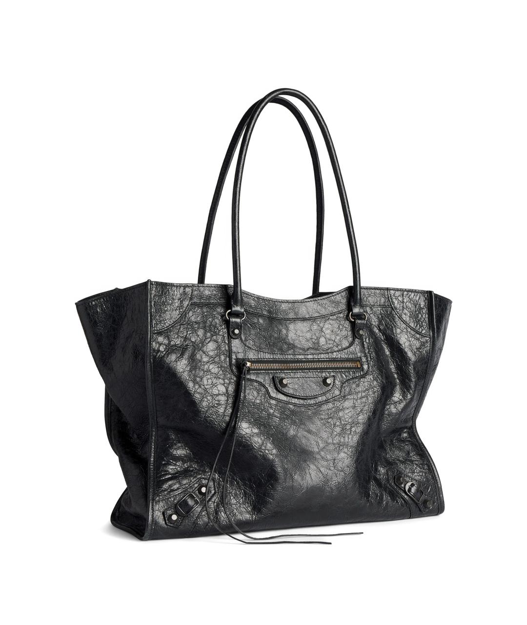 BALENCIAGA Черная кожаная сумка тоут, фото 2