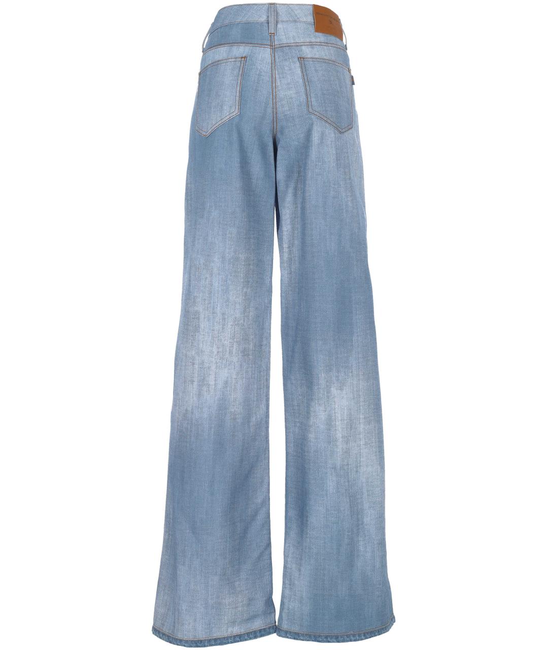 ERMANNO SCERVINO Голубые хлопковые прямые джинсы, фото 3