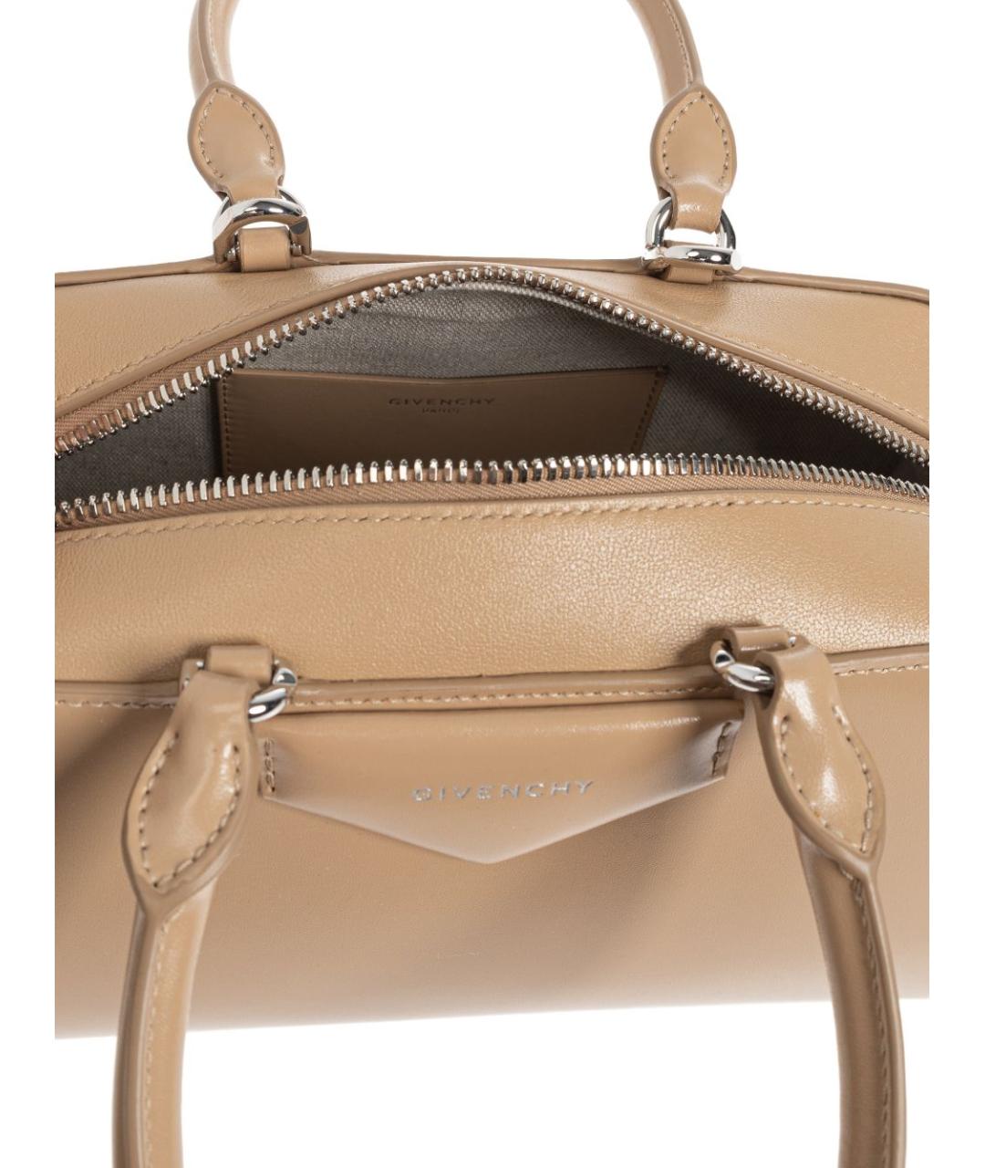 GIVENCHY Бежевая кожаная сумка с короткими ручками, фото 4