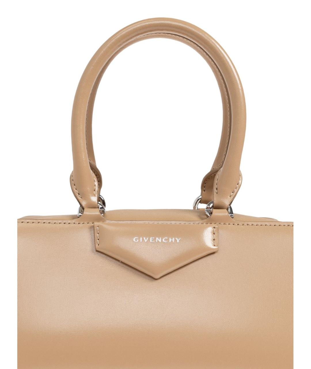 GIVENCHY Бежевая кожаная сумка с короткими ручками, фото 5