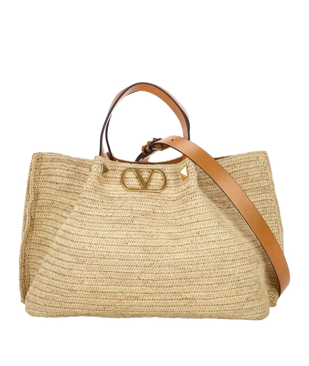 VALENTINO Бежевая пелетеная сумка тоут, фото 1