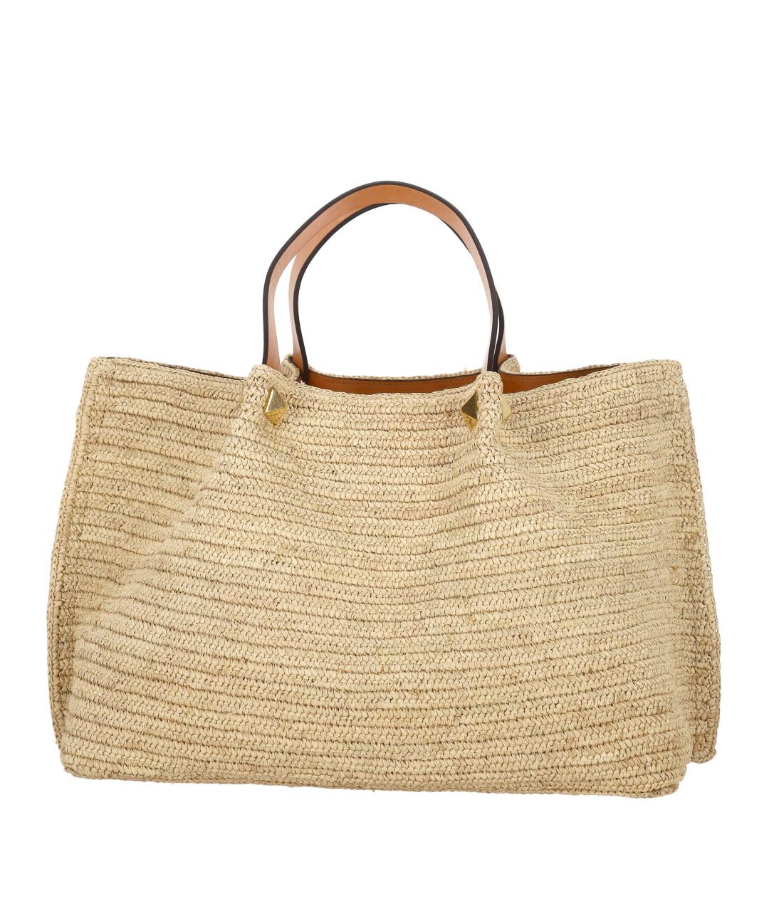 VALENTINO Бежевая пелетеная сумка тоут, фото 3