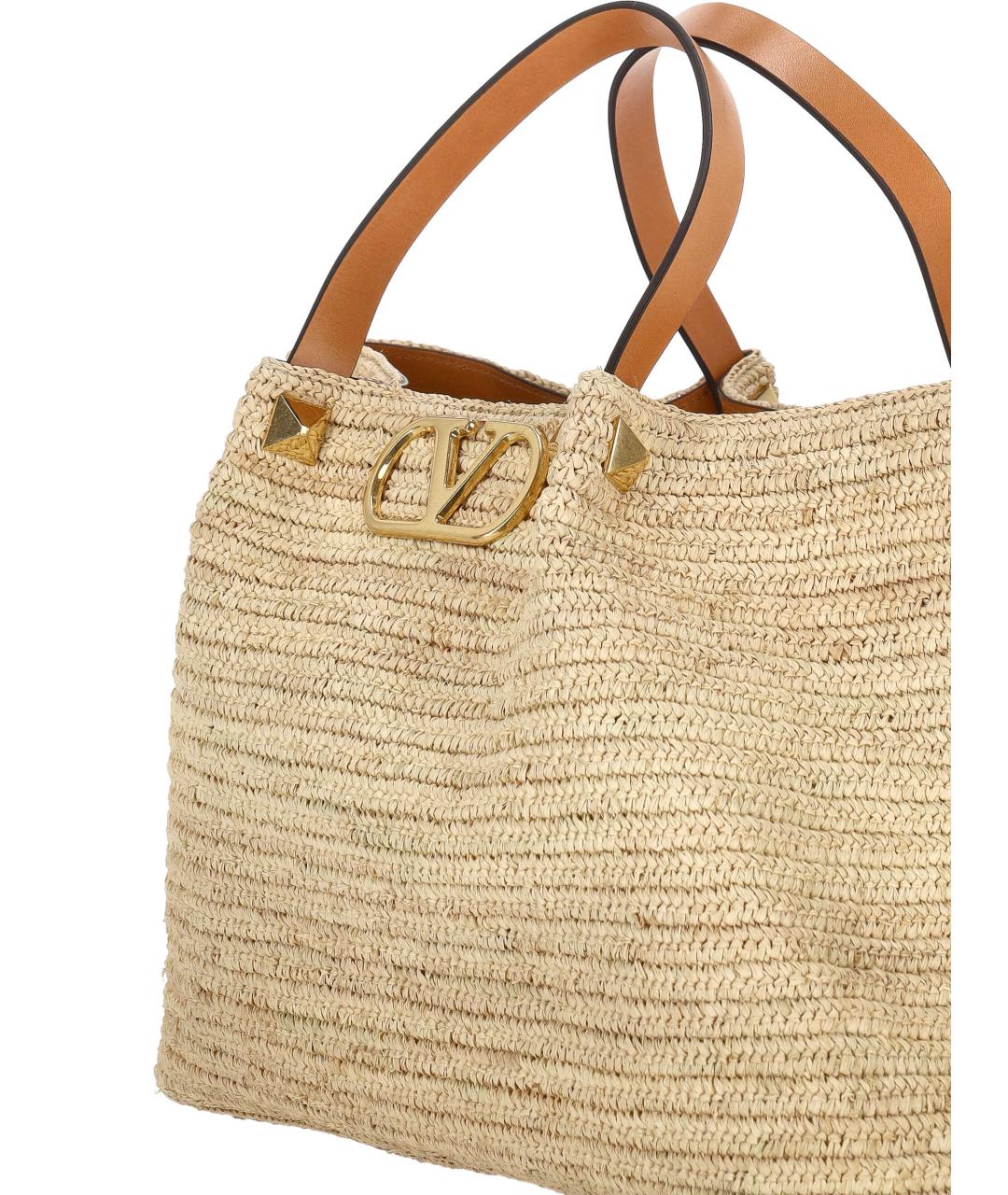 VALENTINO Бежевая пелетеная сумка тоут, фото 4
