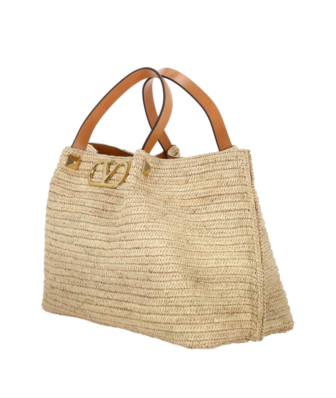 VALENTINO Бежевая пелетеная сумка тоут, фото 2