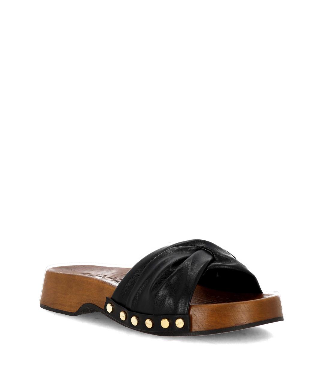 GANNI Коричневые кожаные шлепанцы, фото 2