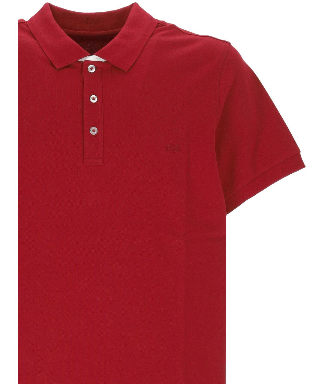 FAY Красное хлопковое поло с коротким рукавом, фото 2