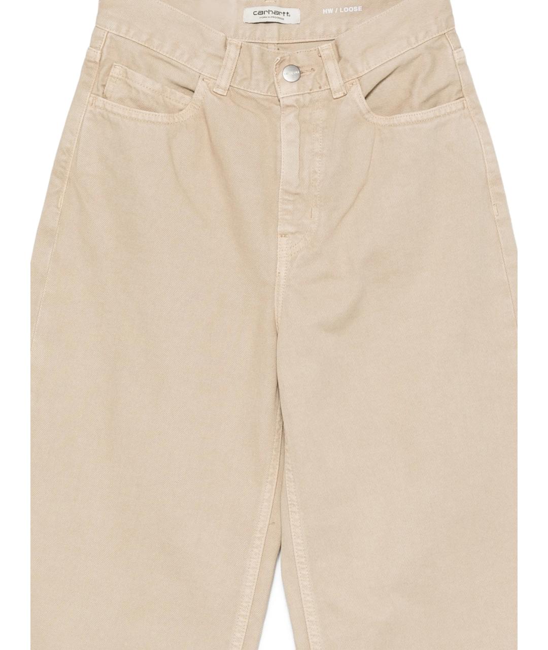 CARHARTT WIP Бежевые хлопковые прямые брюки, фото 2