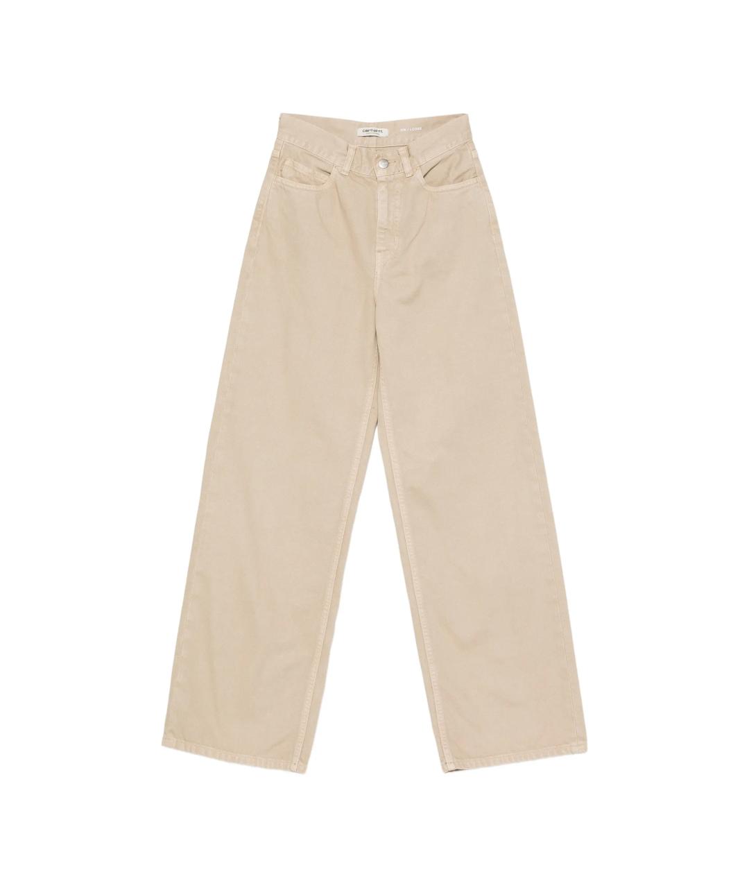 CARHARTT WIP Бежевые хлопковые прямые брюки, фото 1