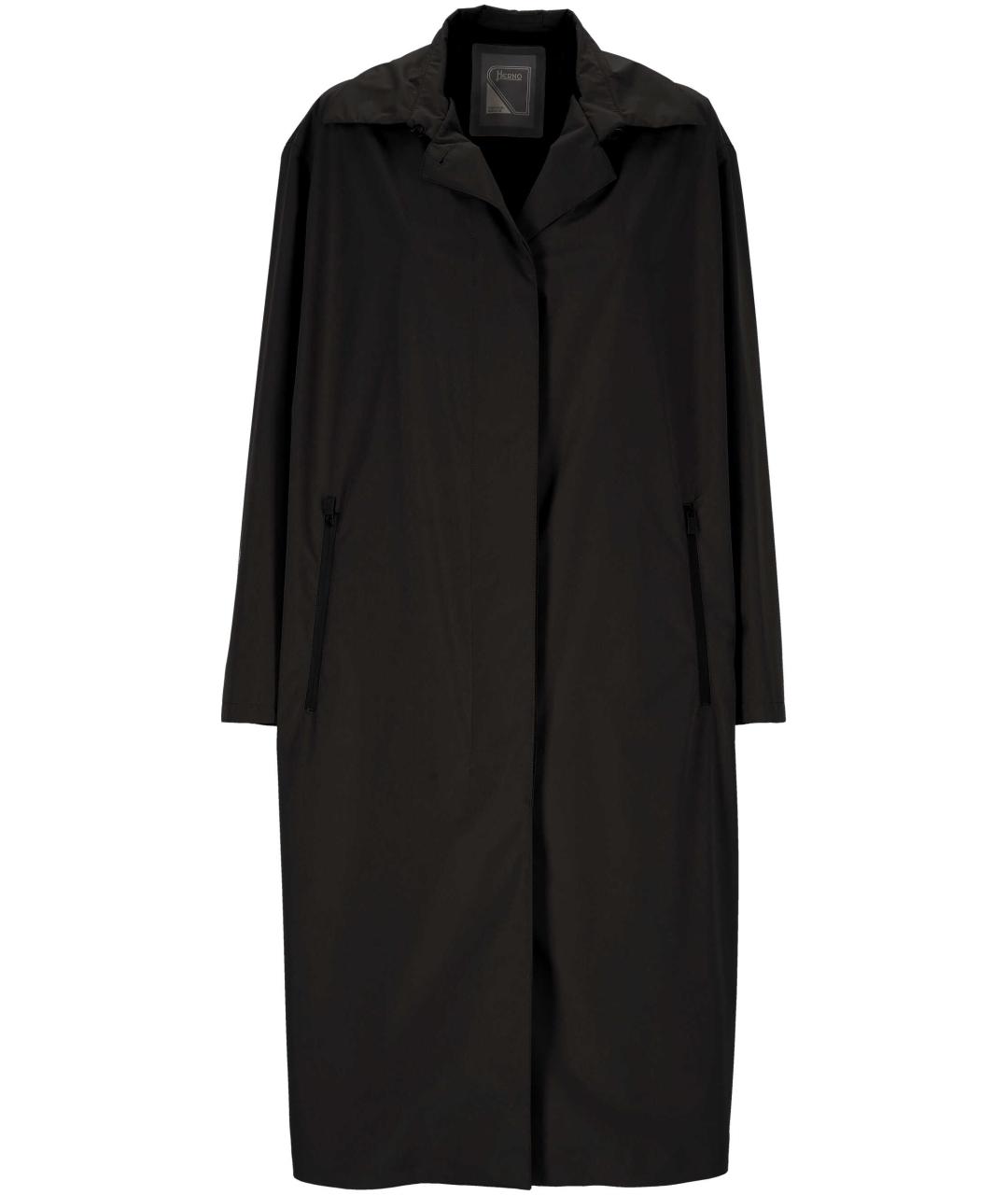 HERNO Черный полиэстеровый тренч/плащ, фото 1