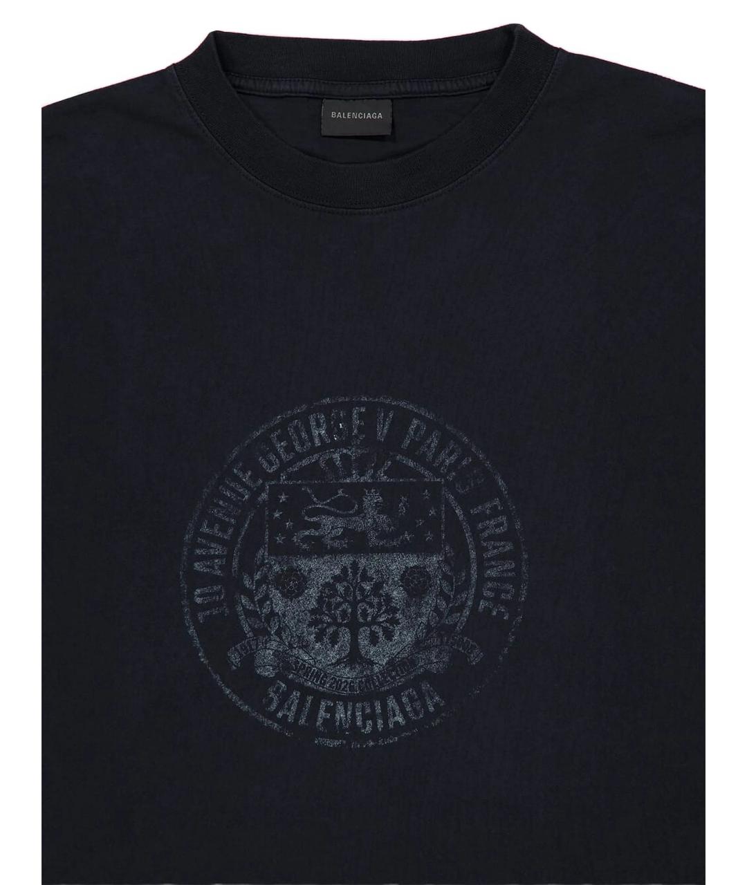 BALENCIAGA Черная хлопковая футболка, фото 2