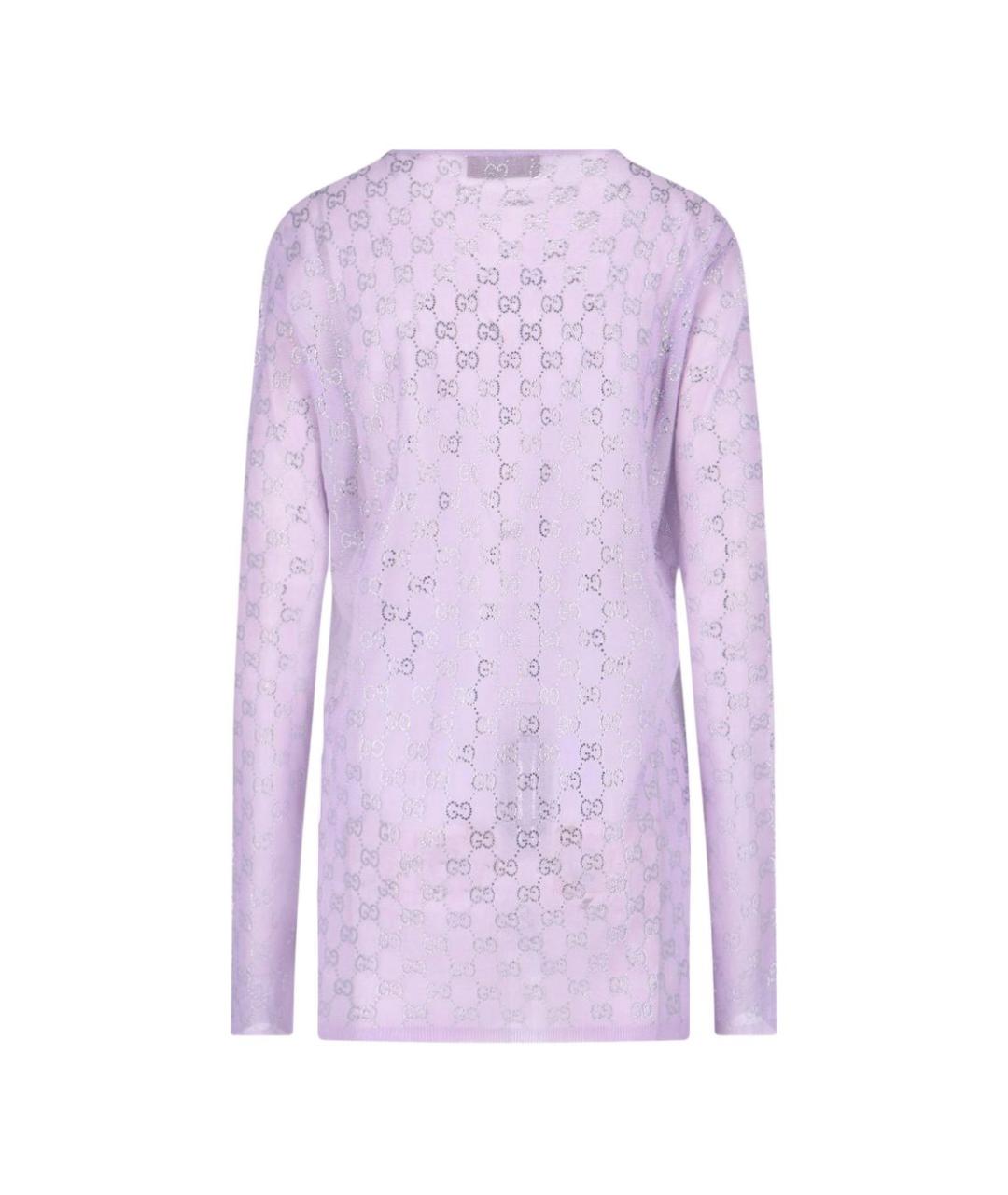 GUCCI Фиолетовый шелковый джемпер / свитер, фото 5