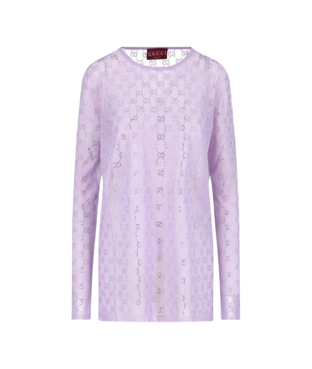 GUCCI Фиолетовый шелковый джемпер / свитер, фото 1