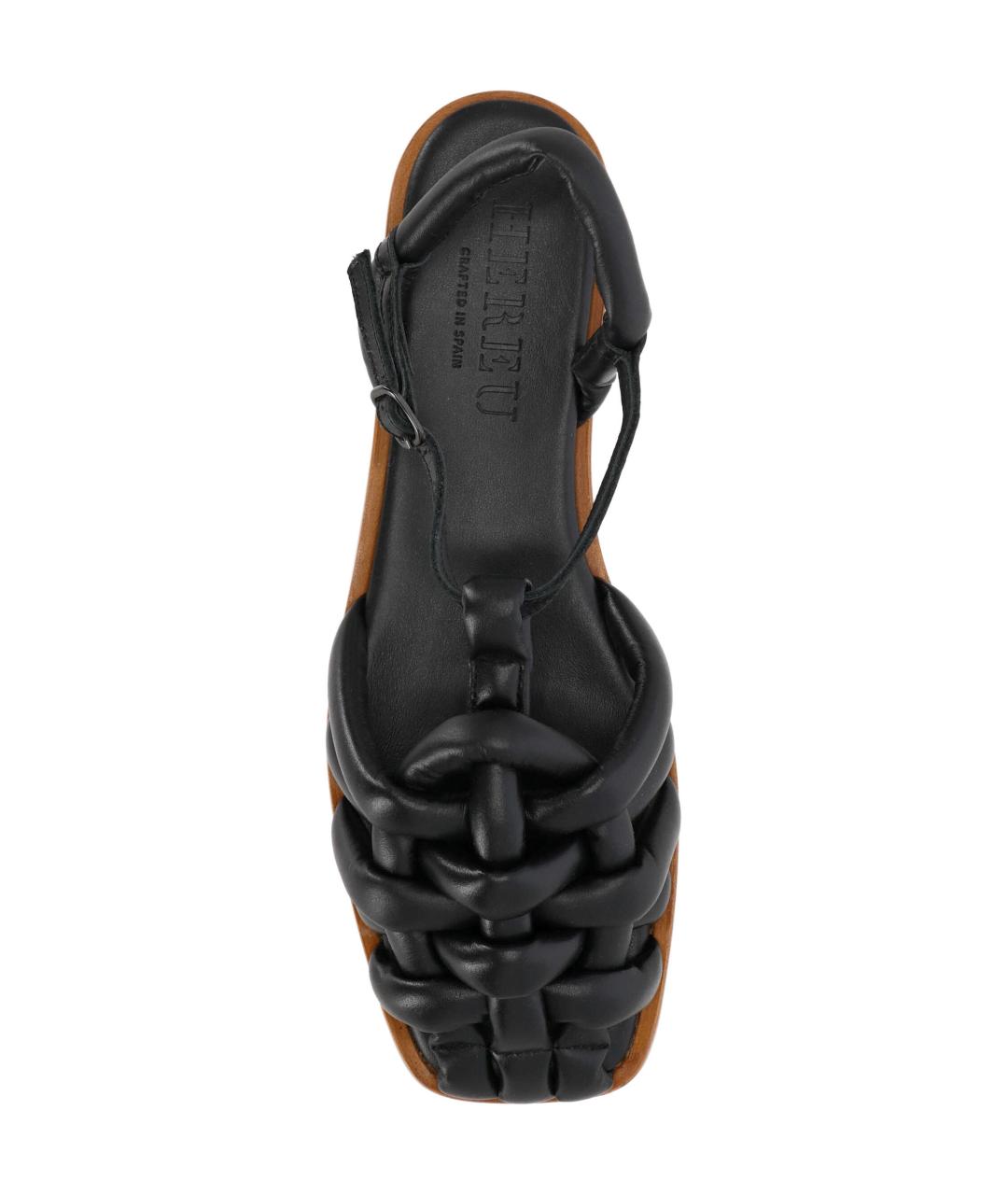 HEREU Черные кожаные босоножки, фото 4