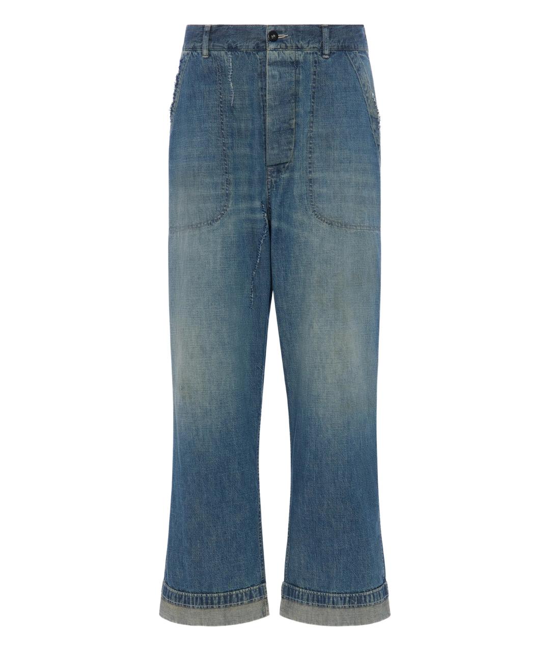 MAISON MARGIELA Синие хлопковые прямые джинсы, фото 1