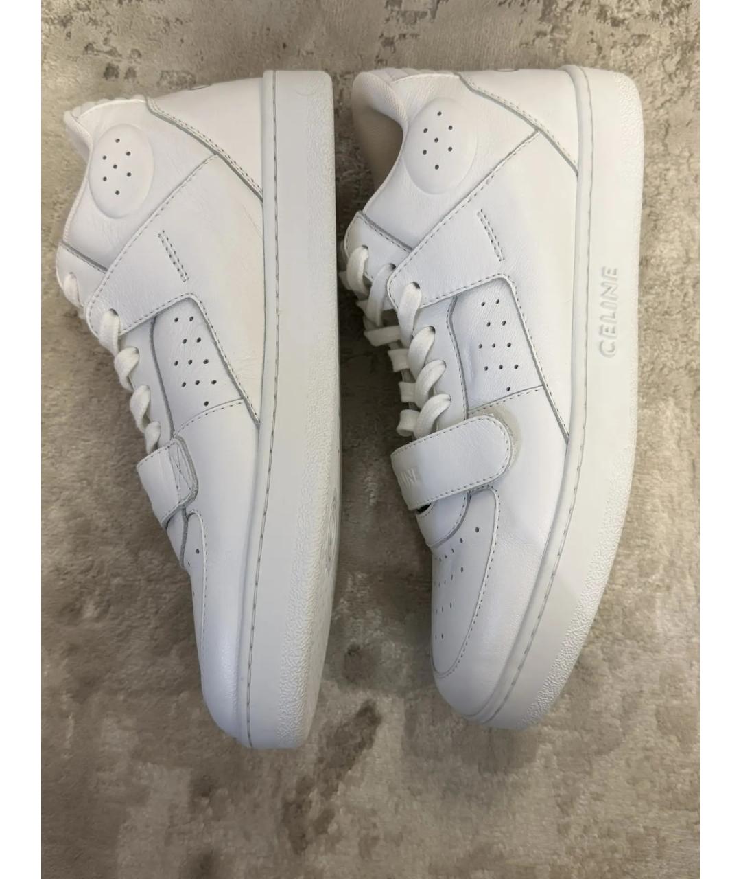 CELINE Белые кожаные кроссовки, фото 6