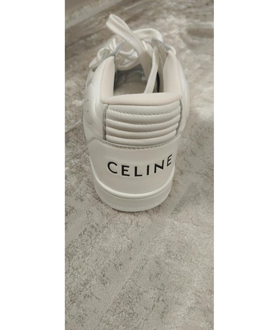 CELINE Белые кожаные кроссовки, фото 4