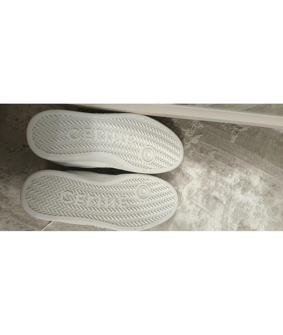 CELINE Белые кожаные кроссовки, фото 5