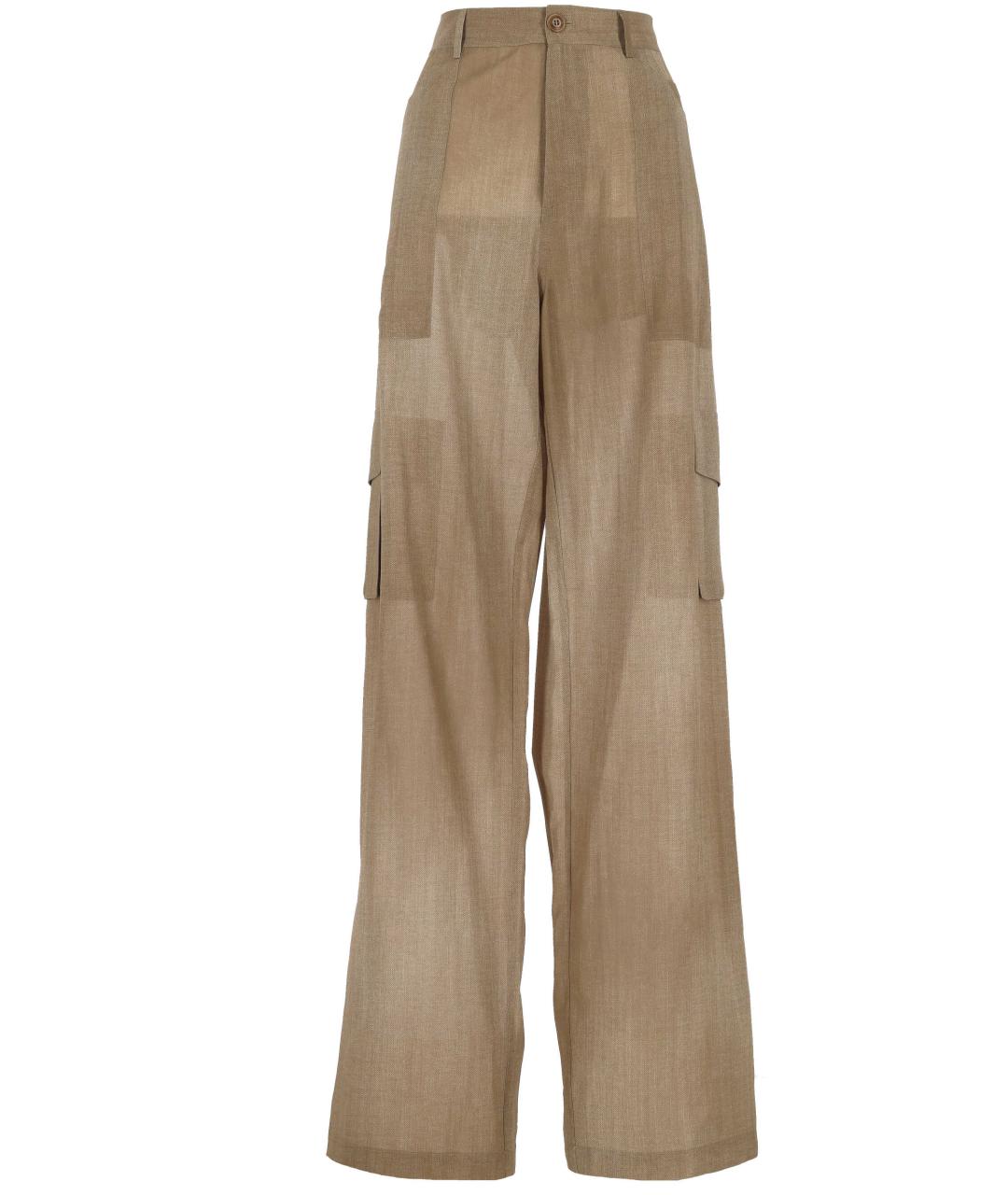 ERMANNO SCERVINO Бежевые полиэстеровые прямые брюки, фото 1