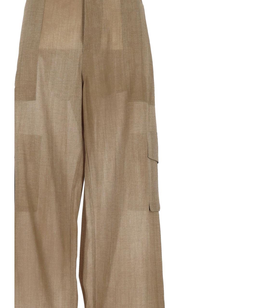 ERMANNO SCERVINO Бежевые полиэстеровые прямые брюки, фото 2