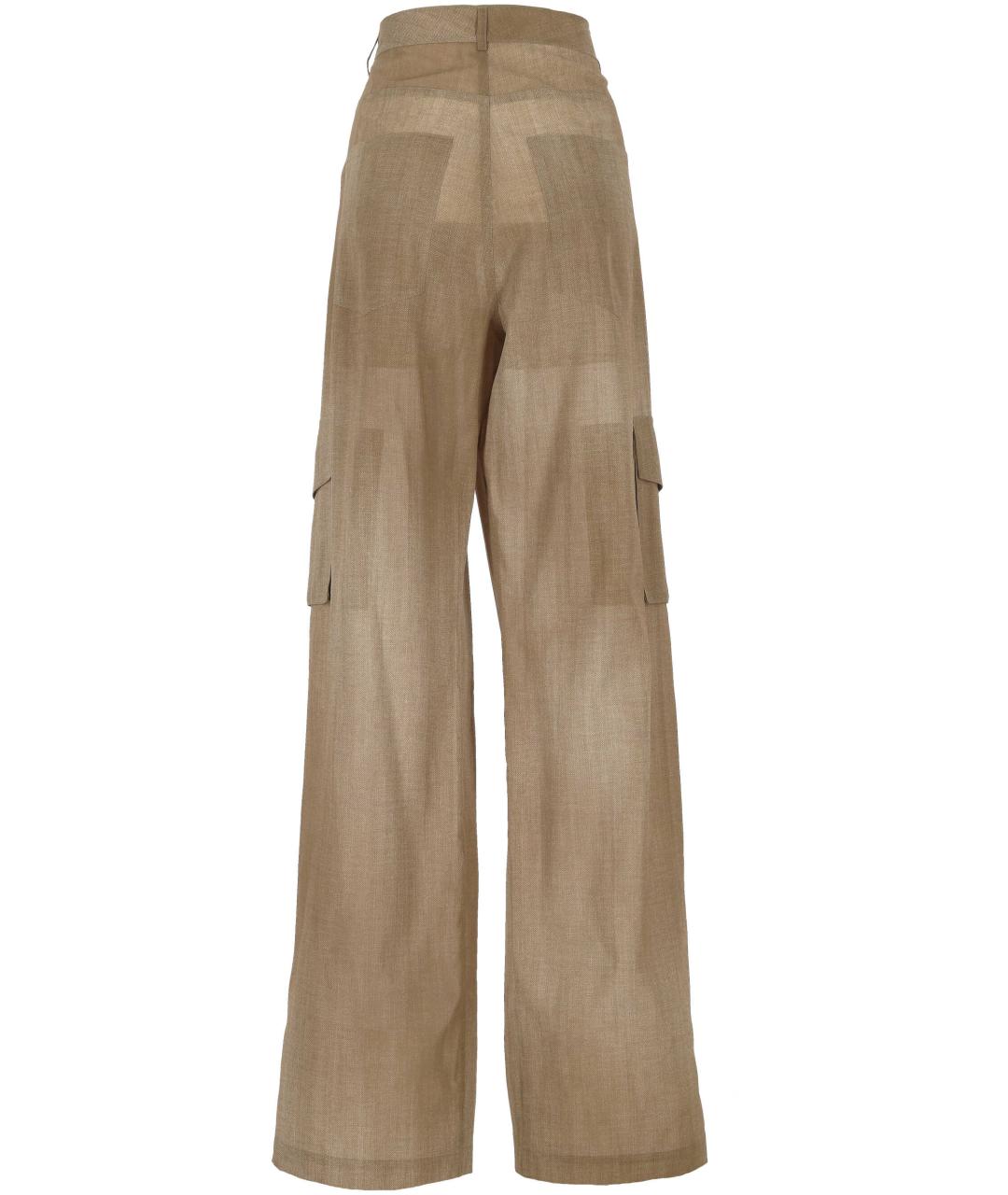 ERMANNO SCERVINO Бежевые полиэстеровые прямые брюки, фото 3