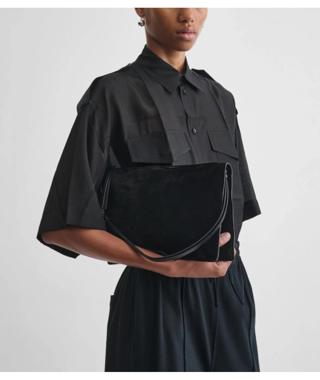 PHOEBE PHILO Черная кожаная сумка через плечо, фото 4