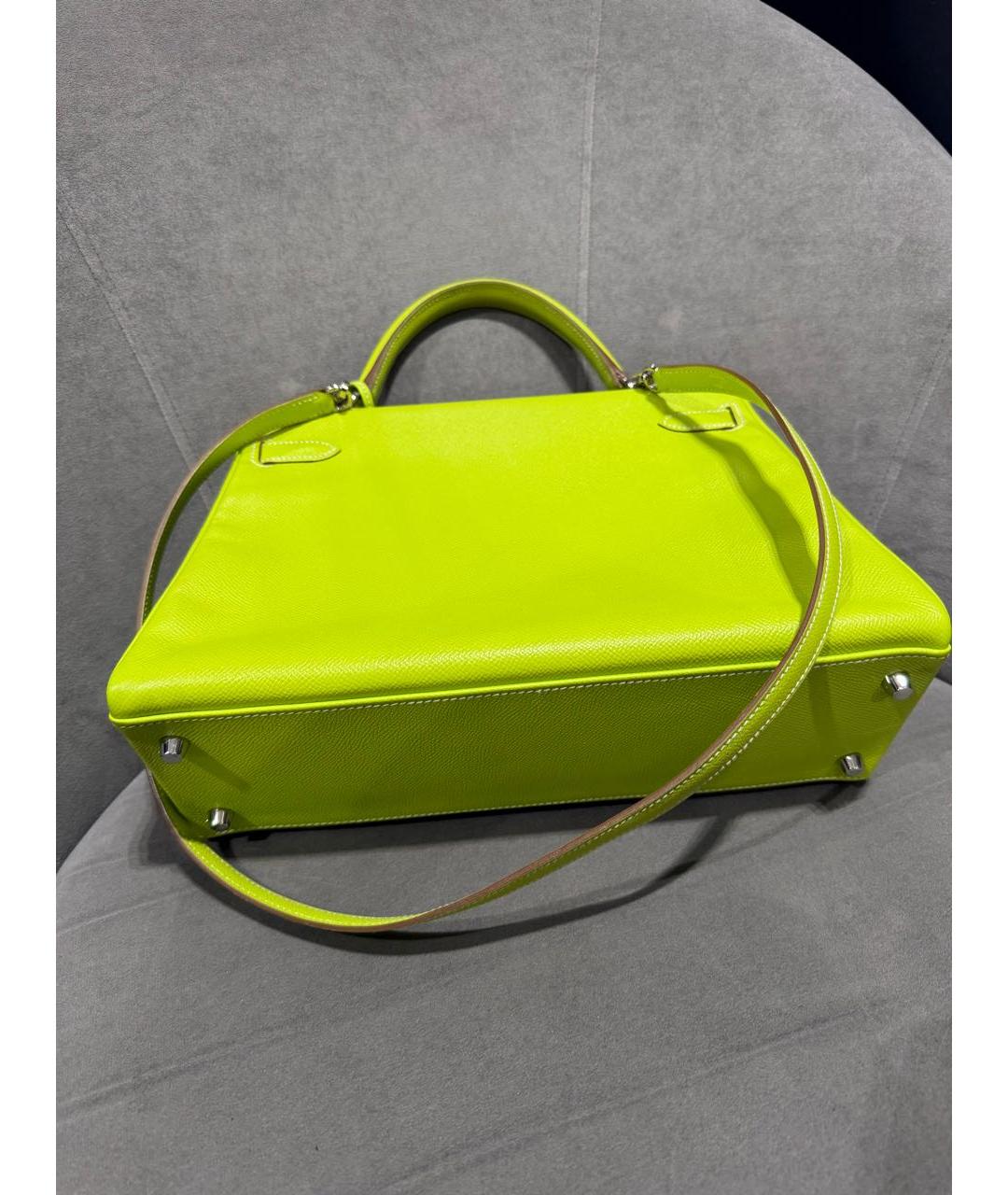 HERMES Салатовая кожаная сумка через плечо, фото 4