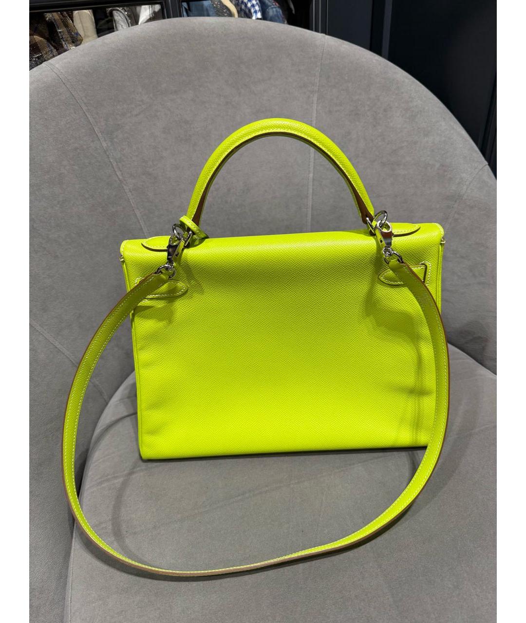HERMES Салатовая кожаная сумка через плечо, фото 3
