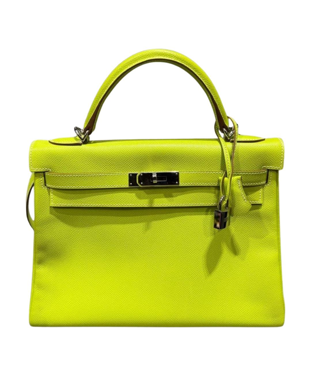 HERMES Салатовая кожаная сумка через плечо, фото 1