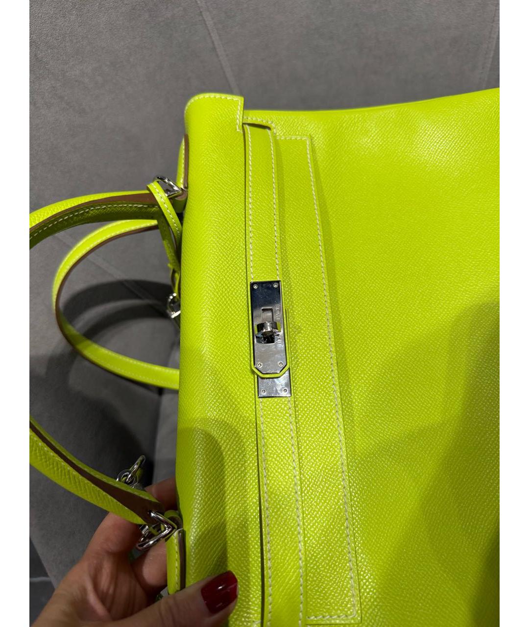 HERMES Салатовая кожаная сумка через плечо, фото 6