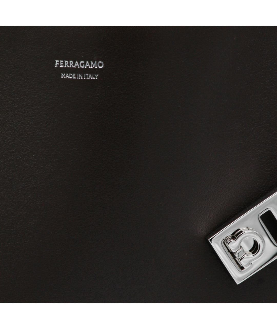 FERRAGAMO Черная кожаная сумка тоут, фото 4