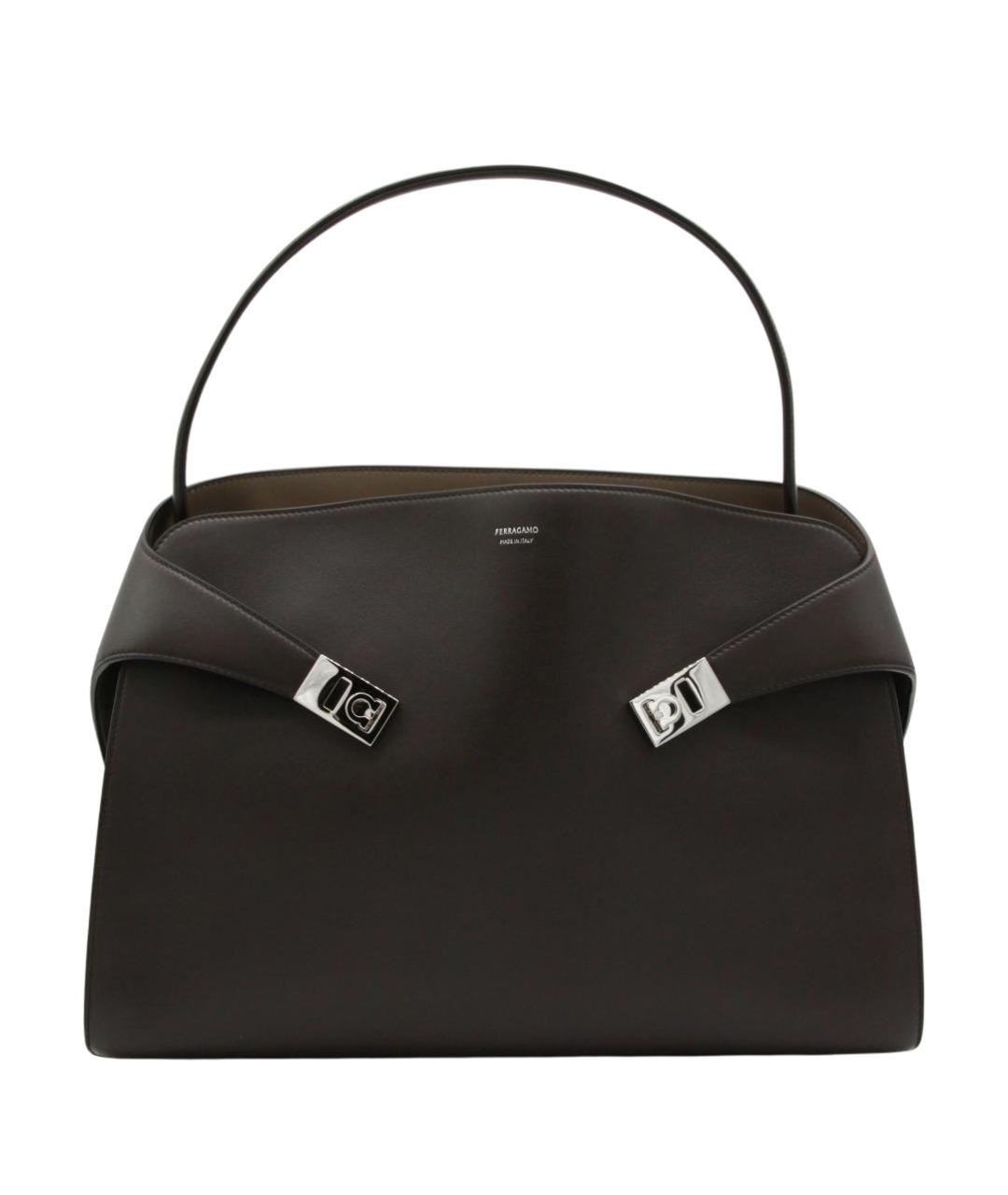 FERRAGAMO Черная кожаная сумка тоут, фото 1