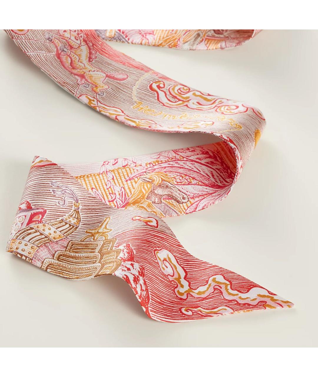 HERMES Розовый шелковый платок, фото 2