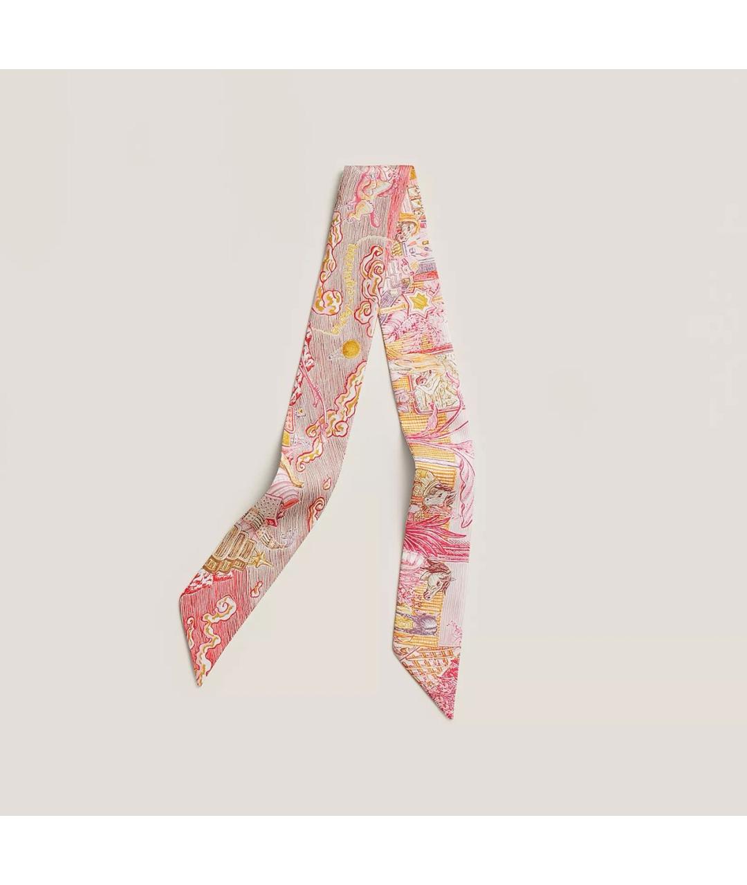 HERMES Розовый шелковый платок, фото 5