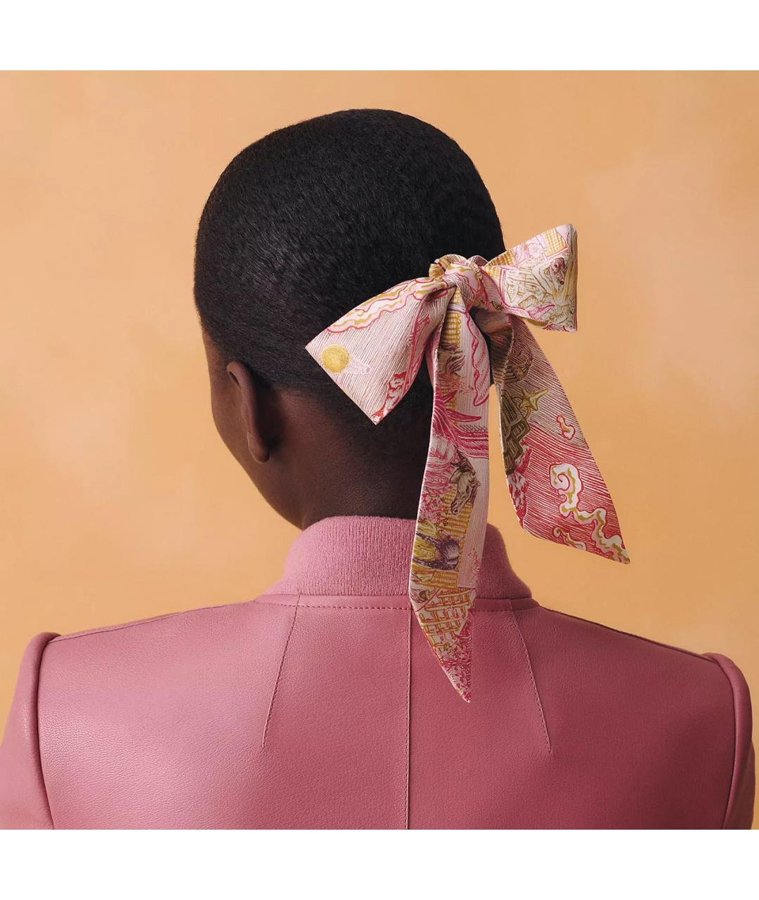 HERMES Розовый шелковый платок, фото 4