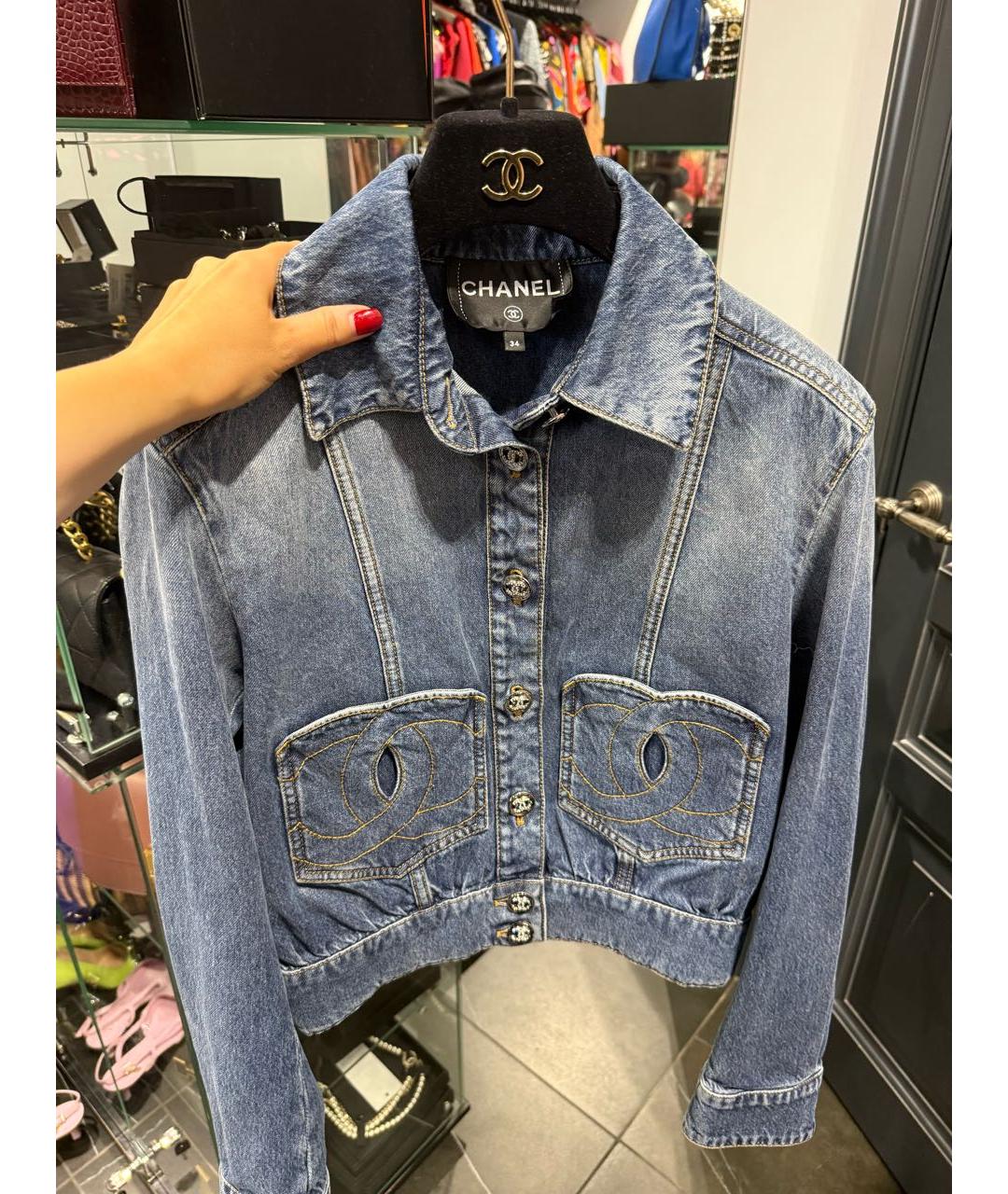 CHANEL Синяя хлопковая куртка, фото 5