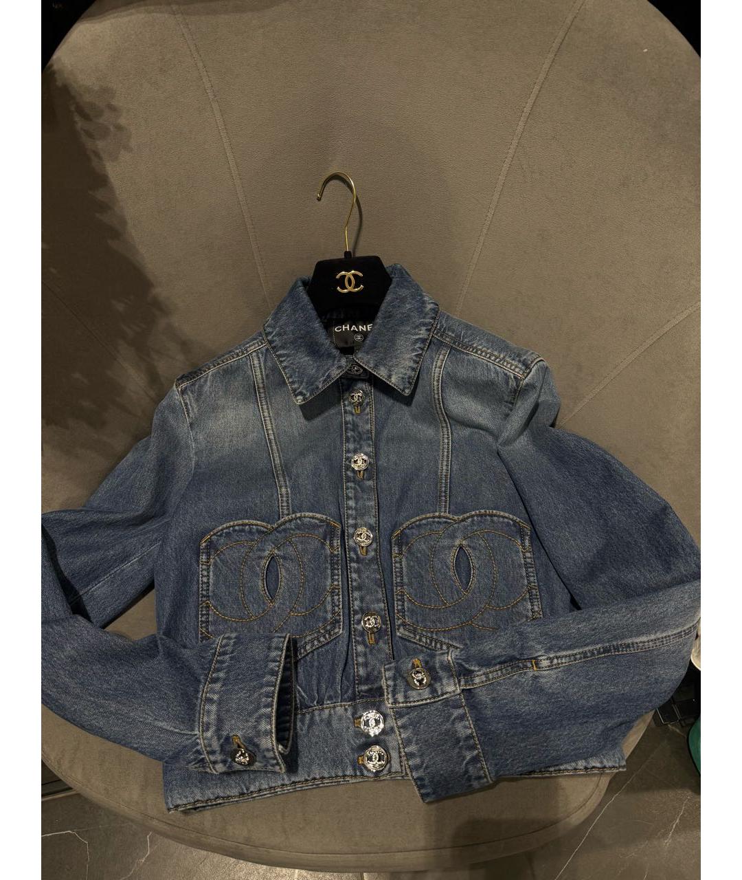 CHANEL Синяя хлопковая куртка, фото 4