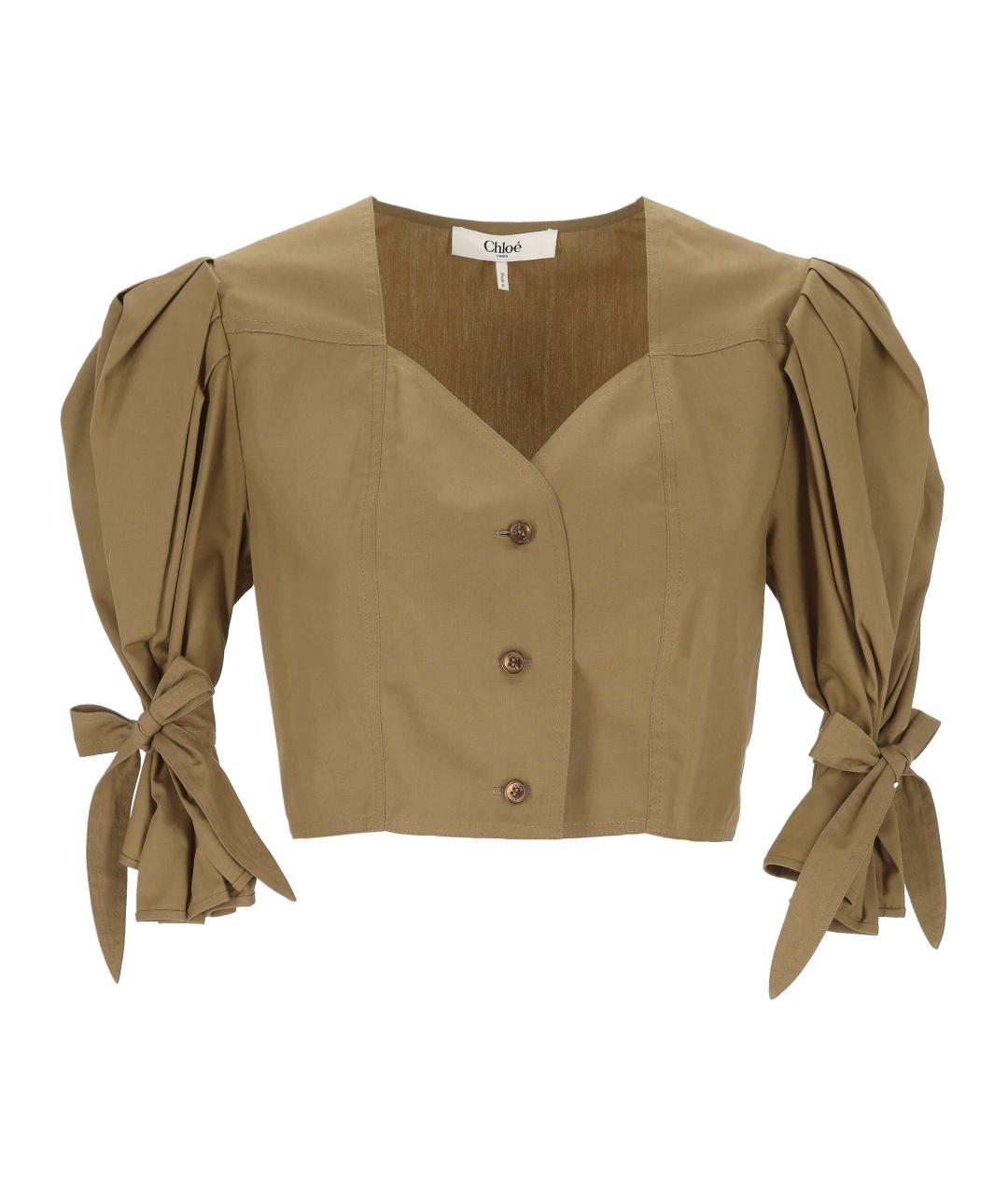 CHLOE Хаки хлопковая рубашка, фото 1