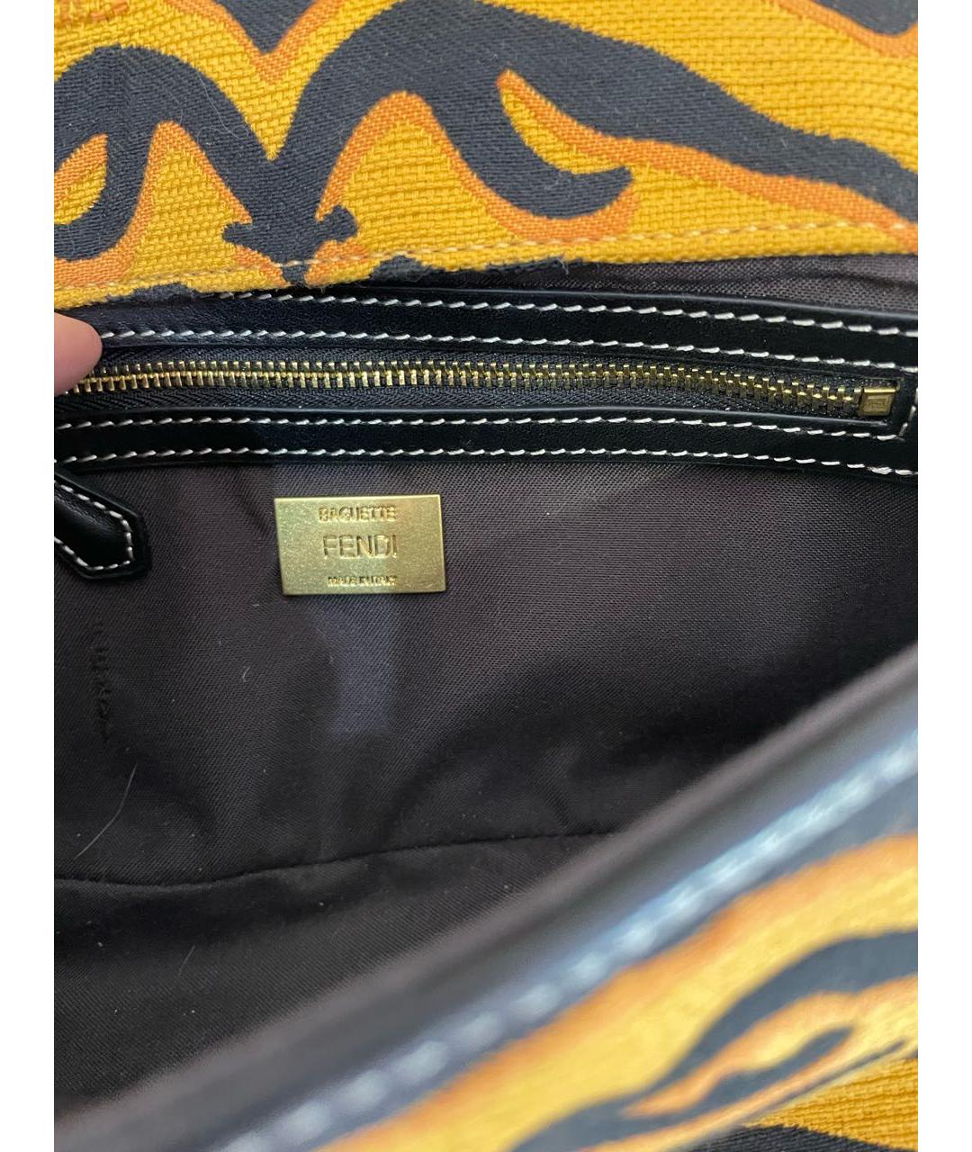 FENDI Оранжевая тканевая сумка с короткими ручками, фото 4