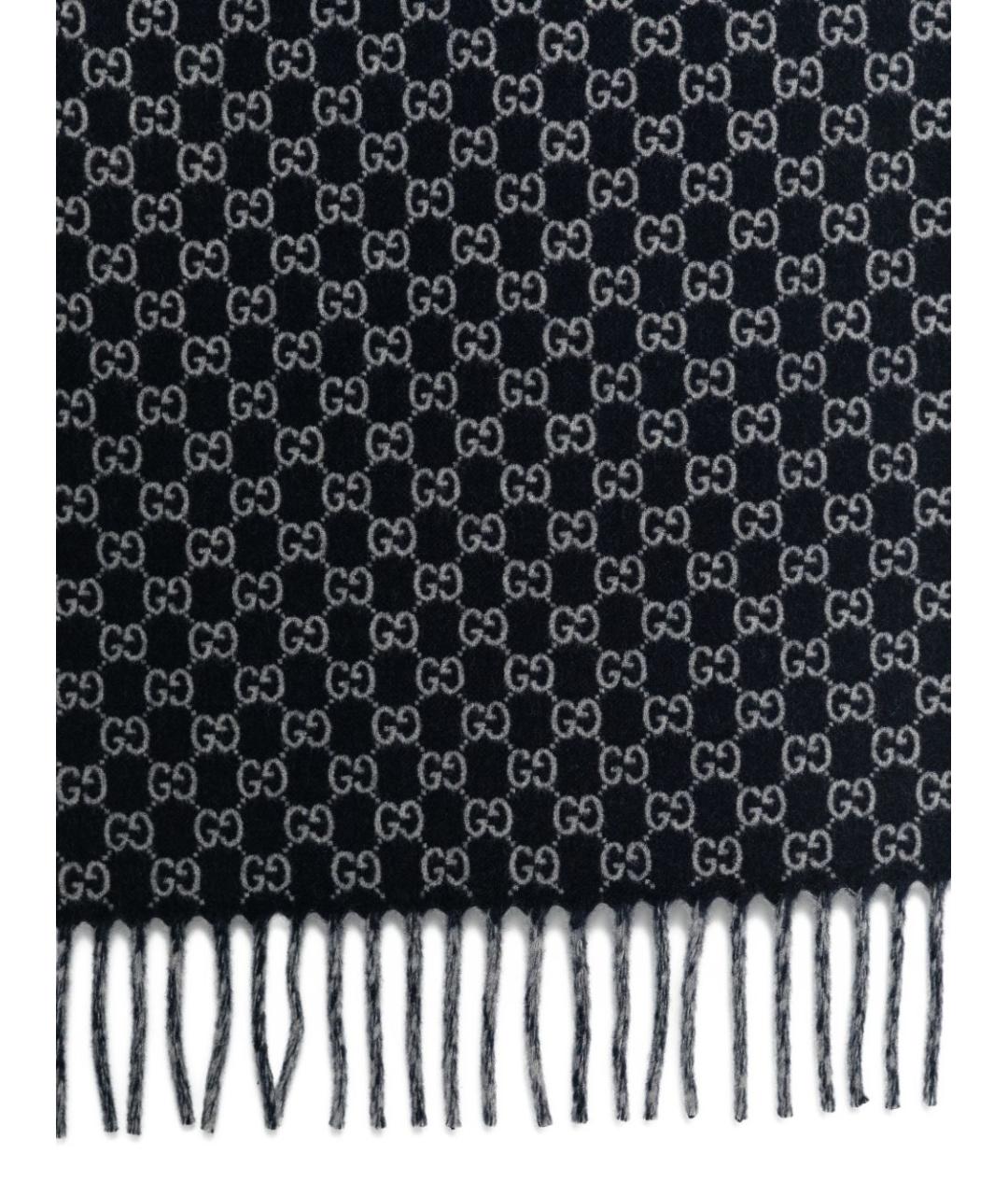 GUCCI Черный шерстяной шарф, фото 3