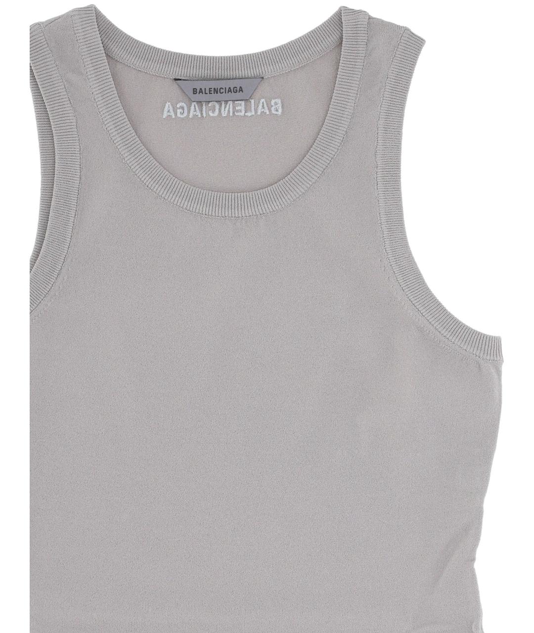 BALENCIAGA Серая полиэстеровая майка, фото 2